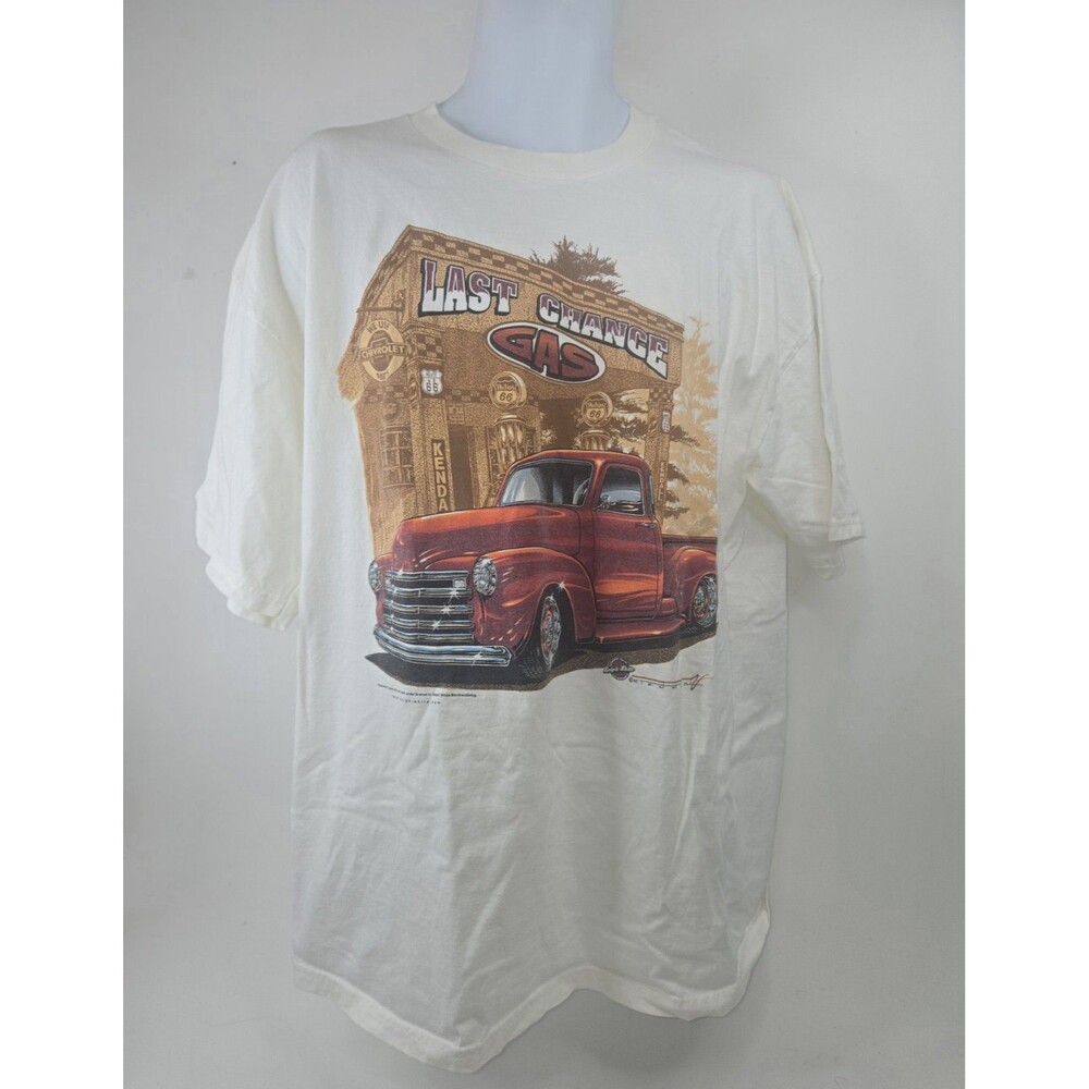 Jerzees Last Chance Gas T Shirt XL Chevy Truck Route 66 Phillips 66 White Tee